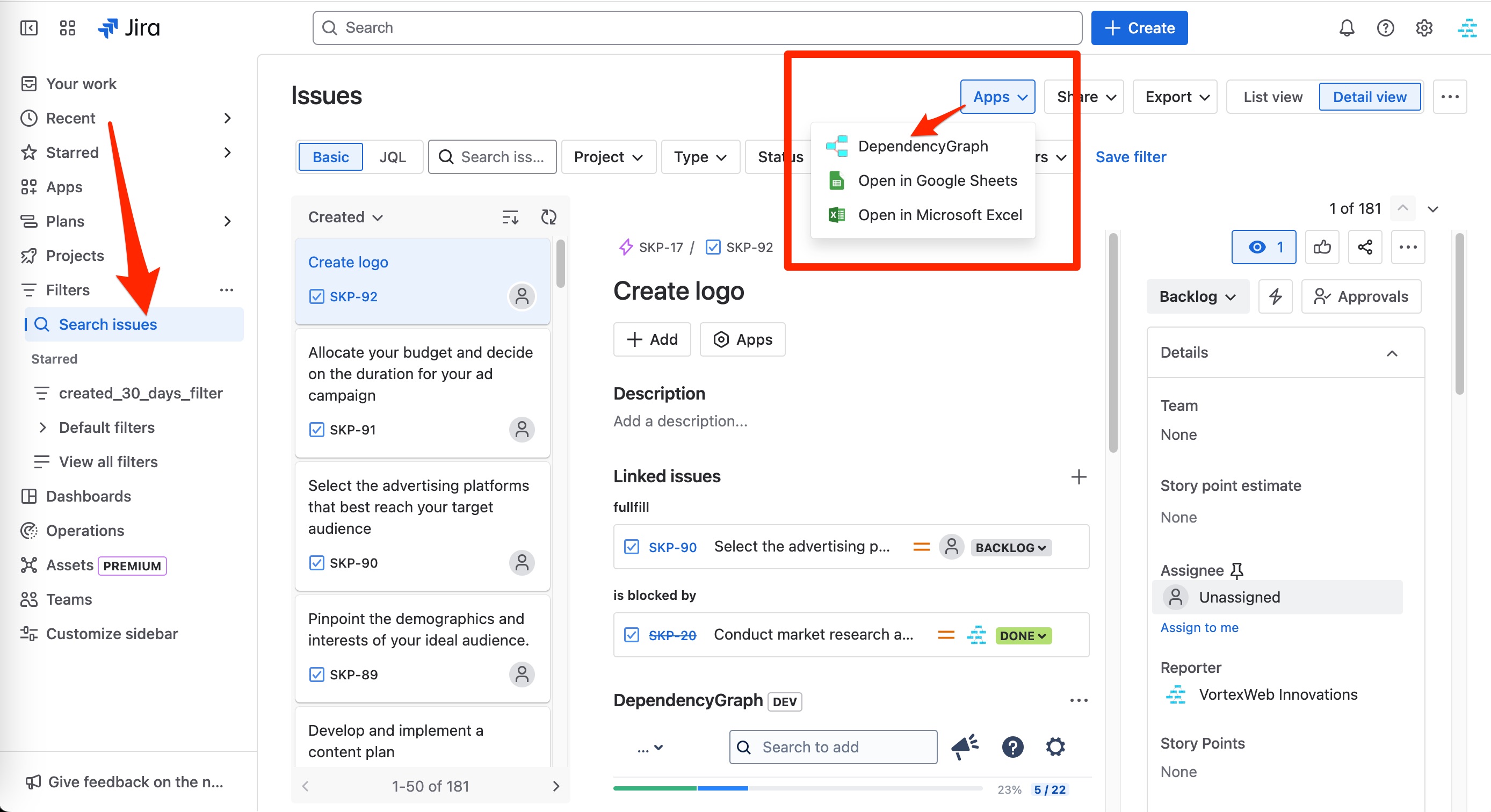 issue navigation dependency